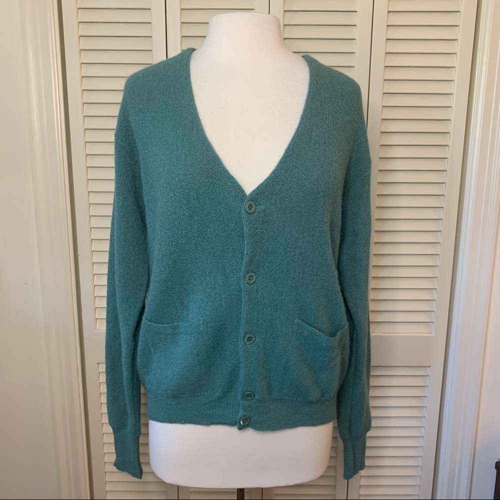 Peruvian Connection sage green alpaca cardigan